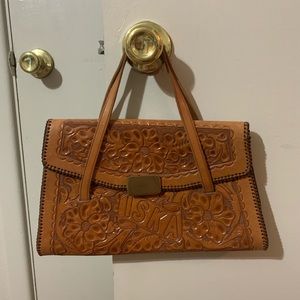 Vintage Hand tooled leather hand bag